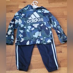 Adidas Blue and Green Camouflage Hoodie